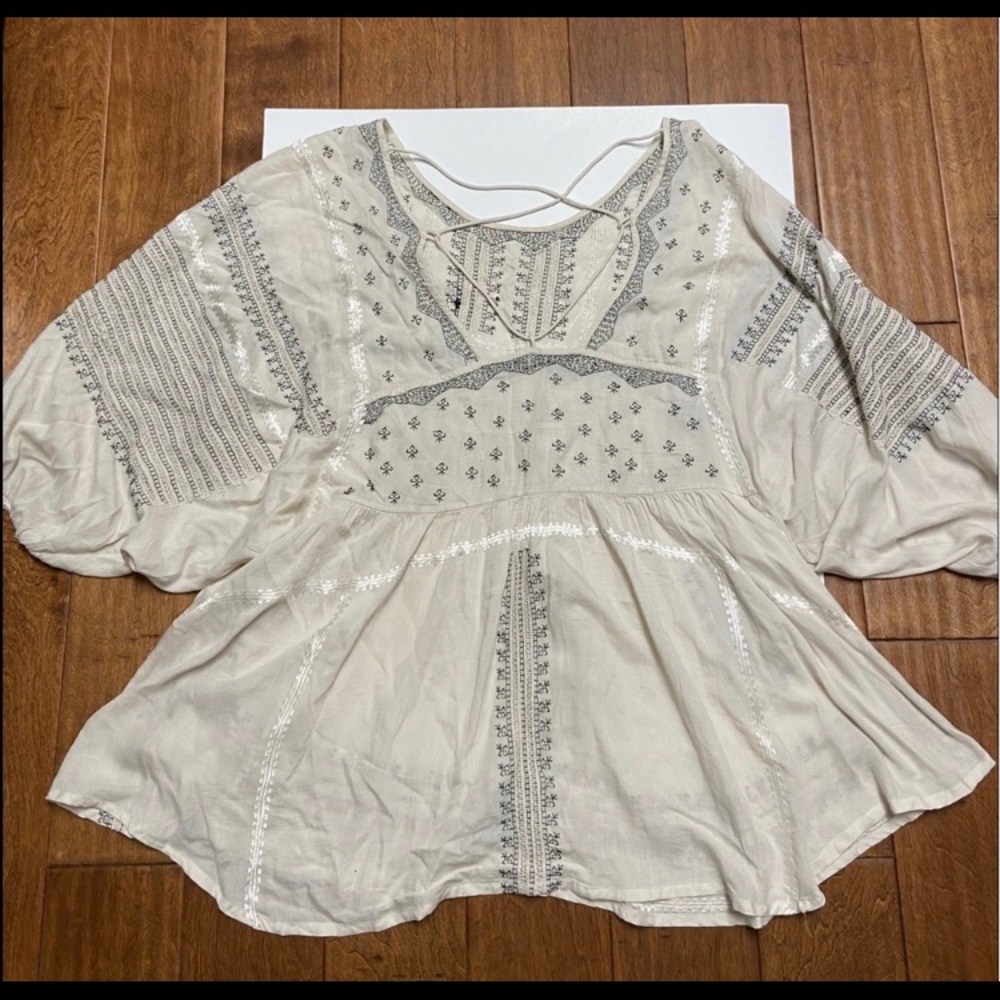 Boho blouse embroidered free people